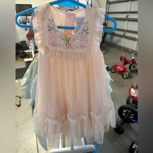 Tahari Peach Embroidered Kids Dress
